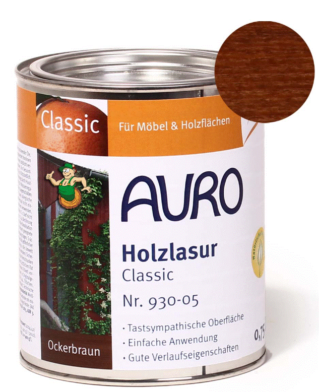 AURO Holzlasur Classic 930 0,75 – Ocker-Braun
