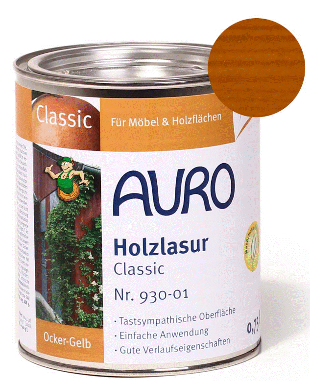 AURO Holzlasur Classic 930 10 l – Ocker-Gelb