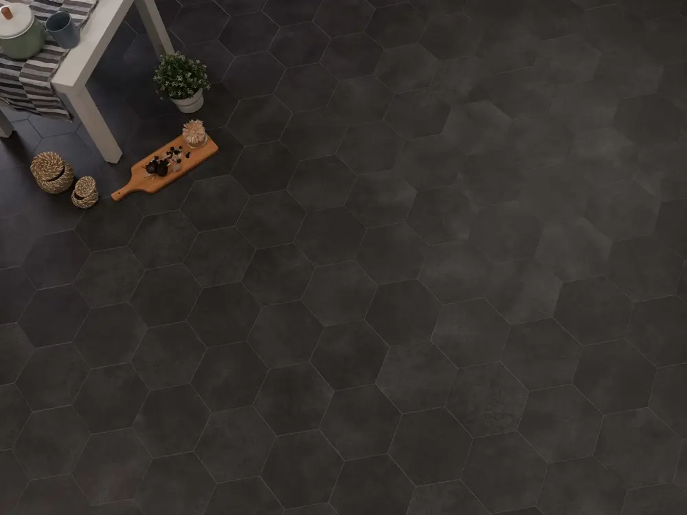 Produktbild – True Hive Hexagon Designfliesen  – botanic Charcoal Gey GTH 205