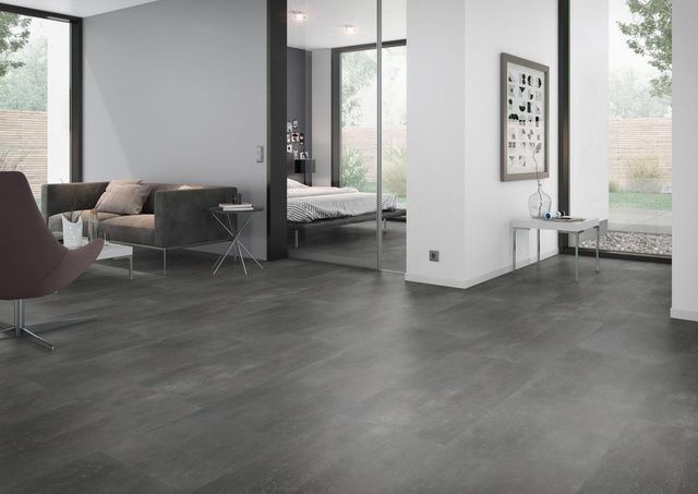 Verlegebild Workshop 55 Concept Click Stone Cement Dark Grey, Klick-Vinyl: schwimmend verlegte Designdielen